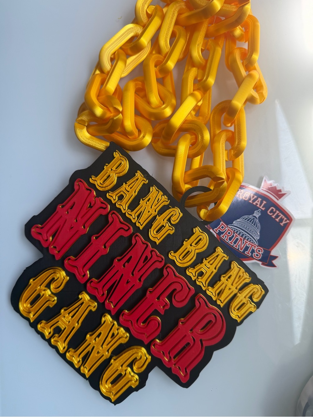 San Fransisco 49er 3D Yellow Chain "Bang Bang Niner Gang" Hype chain.
